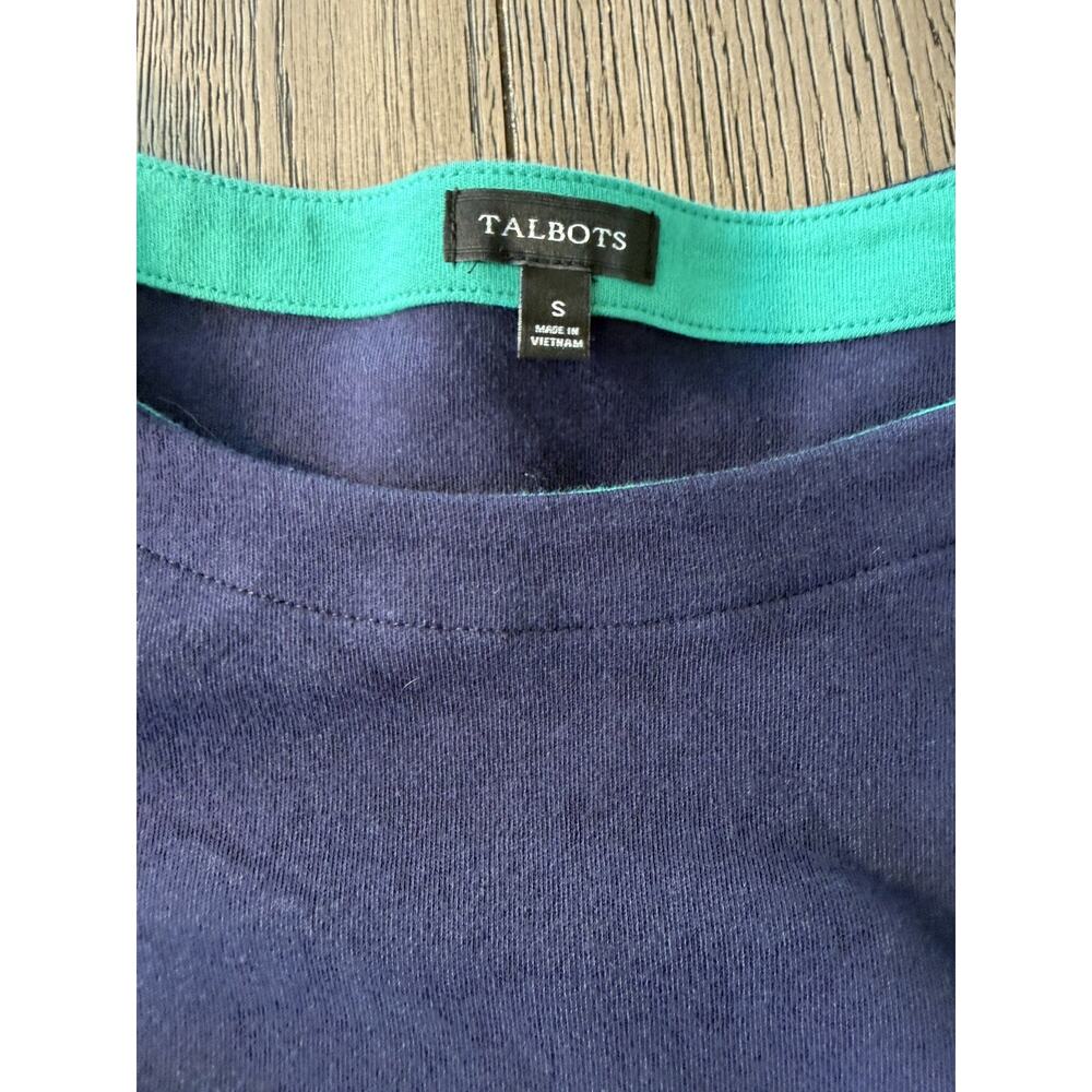 Talbots Navy Blue Dress Women’s Small Petite 3/4 Sleeve Pleated Cuffs SALE - Picture 8 of 9